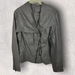 NWT Blank NYC Faux Leather Charcoal Grey Moto Jacket New With Tag Medium Boho M